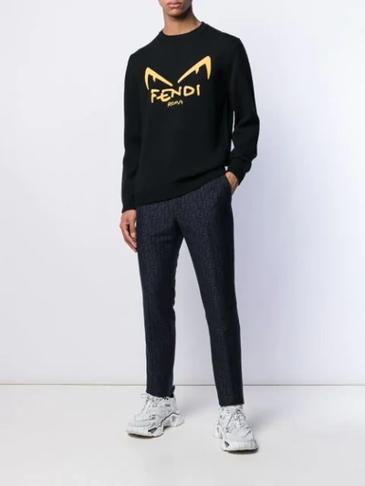 Shop Fendi Bag Bugs Logo Sweater In Black