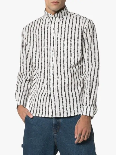 Shop Ashley Williams Barbwire Striped Cotton Bowling Shirt - Black