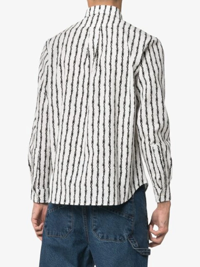 Shop Ashley Williams Barbwire Striped Cotton Bowling Shirt - Black