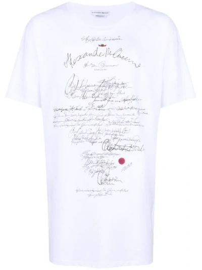 Shop Alexander Mcqueen Writing Print T-shirt - White