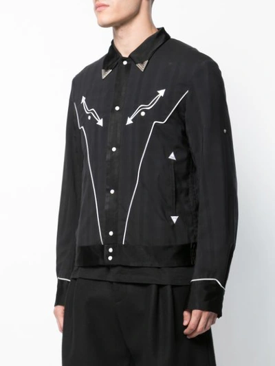 Shop Takahiromiyashita The Soloist Arrow Embroidered Shirt Jacket In Black