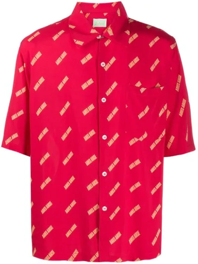 Shop Aries Logo Print Bowling Shirt In 040 Red