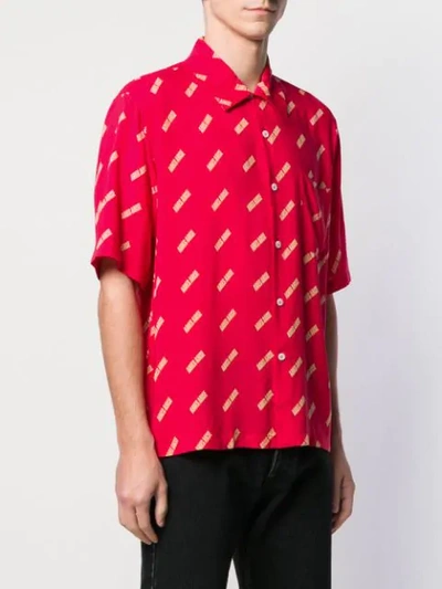 Shop Aries Logo Print Bowling Shirt In 040 Red