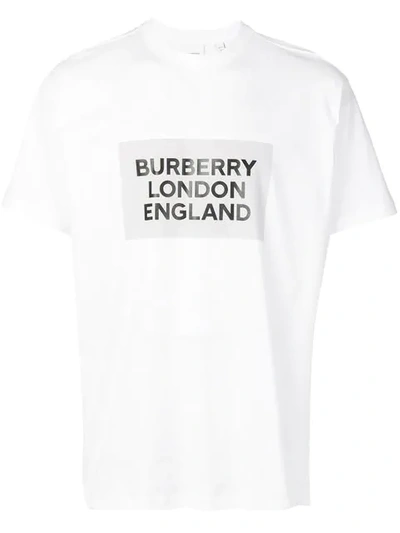 Shop Burberry Logo Print Oversized T-shirt In White