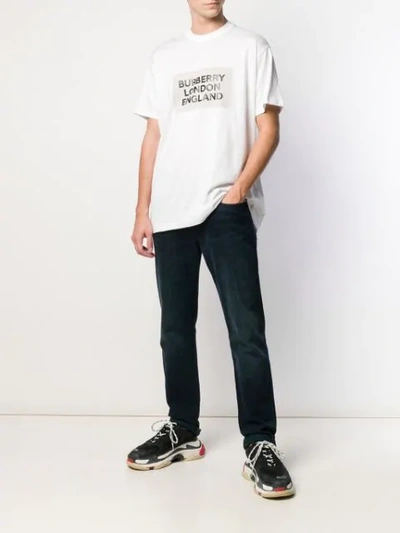 Shop Burberry Logo Print Oversized T-shirt In White