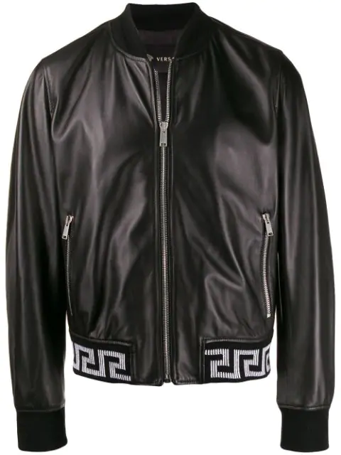 Versace Bomber In Black Leather | ModeSens