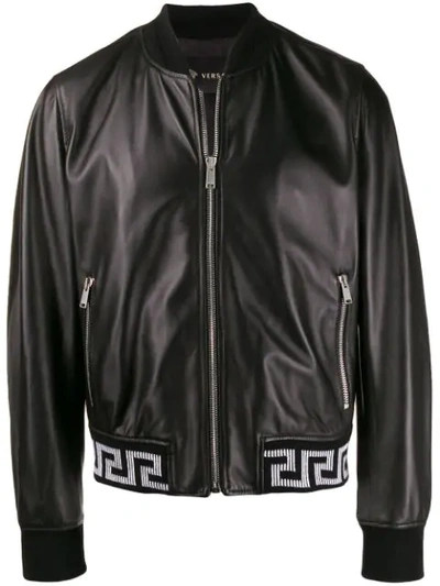 Shop Versace Greca Motif Jacket In Black