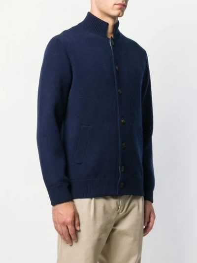 BRUNELLO CUCINELLI HIGH-NECK KNIT CARDIGAN - 蓝色