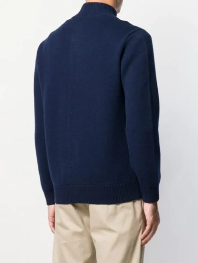 Shop Brunello Cucinelli High-neck Knit Cardigan In Blue