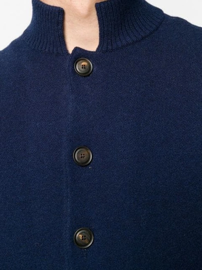 Shop Brunello Cucinelli High-neck Knit Cardigan In Blue
