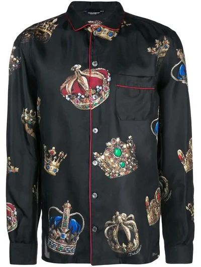 Shop Dolce & Gabbana Printed Pyjama Shirt In Hnv93 Corone Fdo.nero