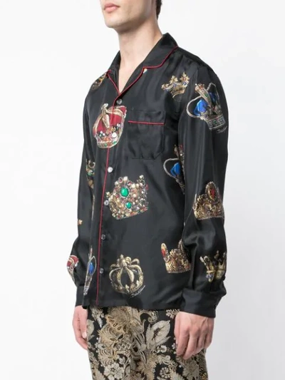 Shop Dolce & Gabbana Printed Pyjama Shirt In Hnv93 Corone Fdo.nero