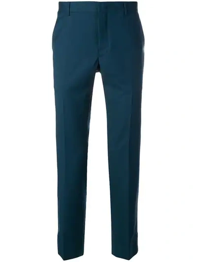 Shop Prada Side Panelled Tailored Trousers In Blue