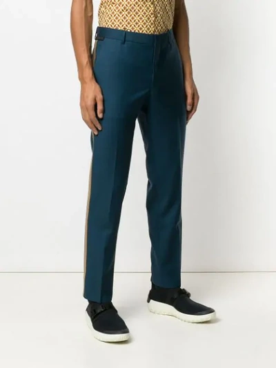 Shop Prada Side Panelled Tailored Trousers In Blue