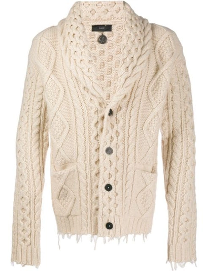 Shop Alanui Chunky Knit Cardigan In Neutrals