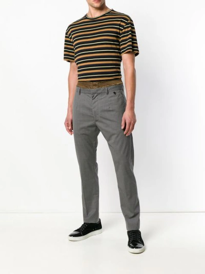 Shop Prada Techno Waist Detail Trousers In Grey