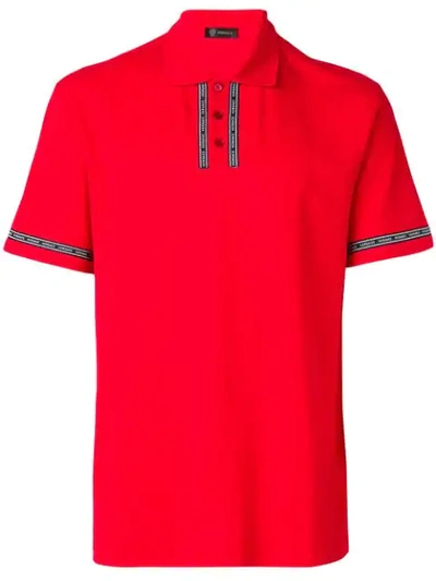 historisch Ijveraar Commissie Versace Contrast Logo Polo Tee In Red | ModeSens