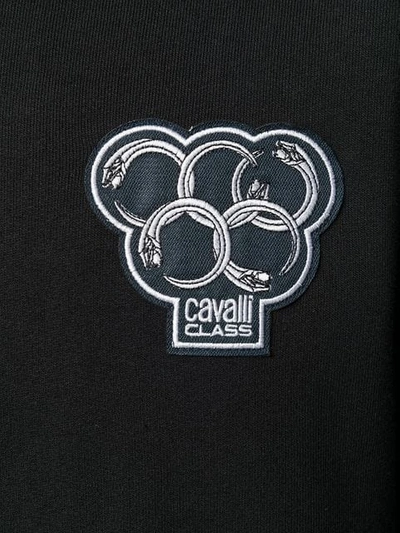 Shop Cavalli Class Logo Zip-up Hoodie In Black