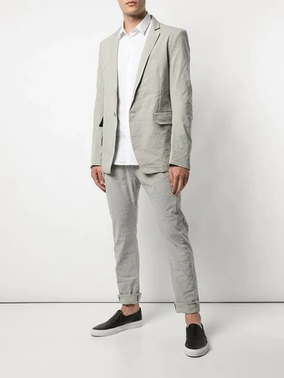Shop Poème Bohèmien Single Button Blazer In Grey