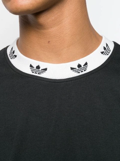 Shop Adidas Originals Trefoil Ribbed T-shirt In Black