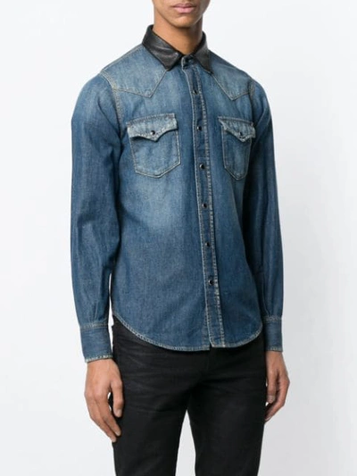 Shop Saint Laurent Classic Western Shirt In Blue