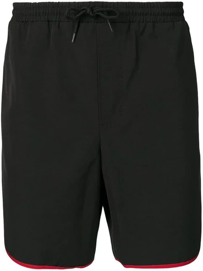 Shop Gucci Contrasting Trim Swim Shorts In Black