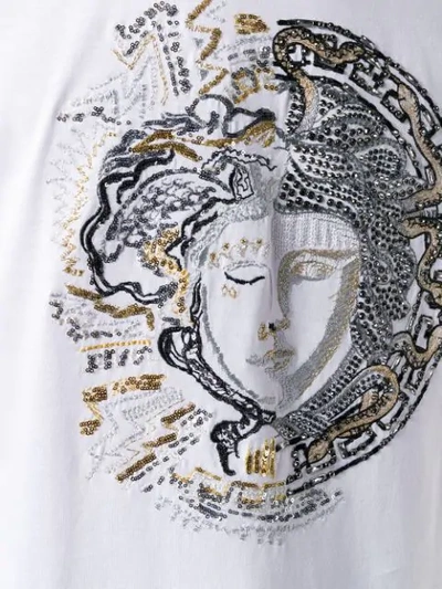 Shop Versace Embellished Medusa T-shirt In White