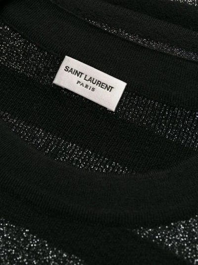 Shop Saint Laurent Striped Glitter Knitted Top In Black