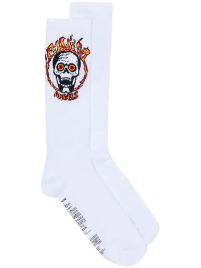 Shop Palm Angels Skull Motif Socks - White