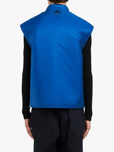 Shop Prada Padded Nylon Vest In Blue