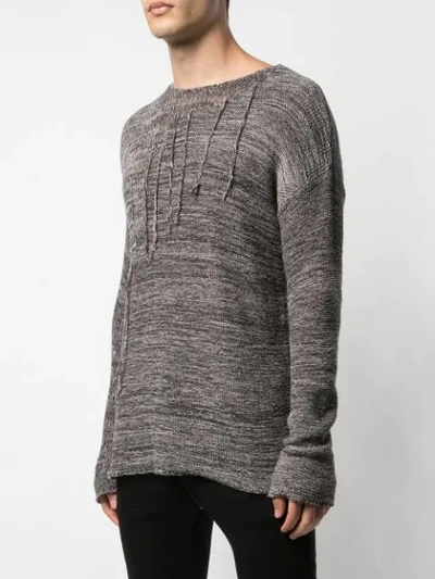 Shop The Viridi-anne Distressed Round Neck Sweater In Brown