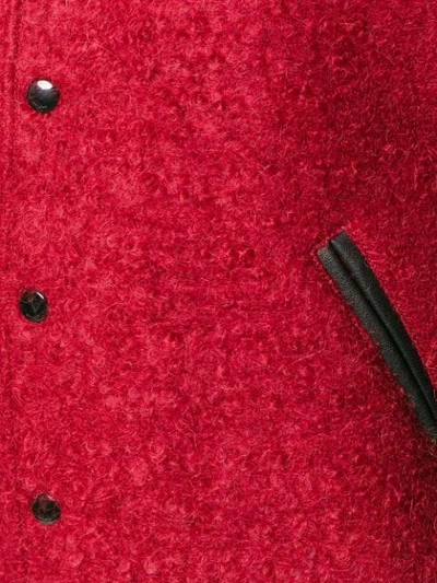 Shop Saint Laurent Color Block Varsity Jacket In Red