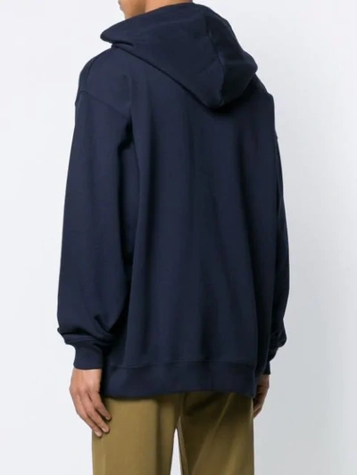 Shop Acne Studios Printed Hooded Sweatshirt In Blue