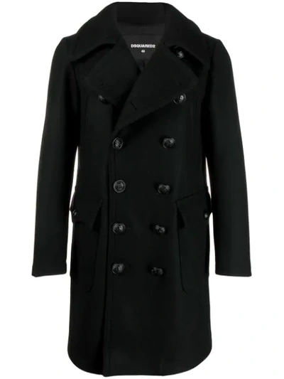 Shop Dsquared2 Double-breasted Coat In Black