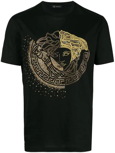 Shop Versace Embellished Medusa T-shirt In Black
