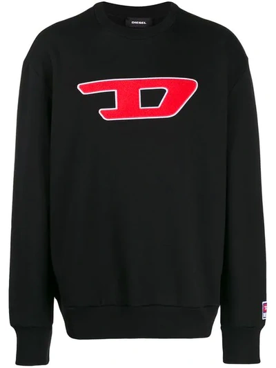 Shop Diesel Denim Division Patch Sweatshirt In Black
