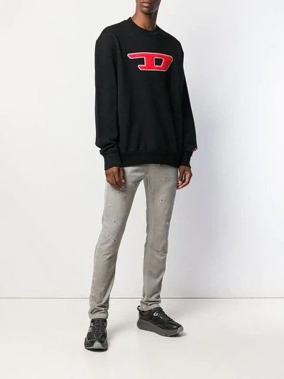 Shop Diesel Denim Division Patch Sweatshirt In Black
