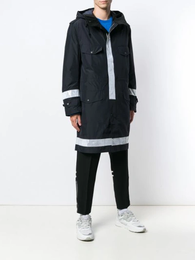 Shop Junya Watanabe Hooded Midi Raincoat In Black