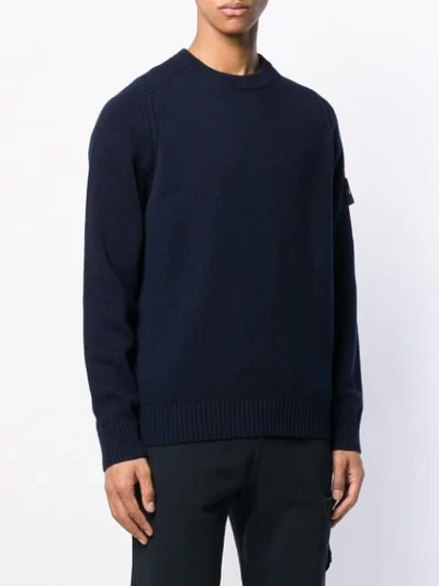 Shop Stone Island Compass Badge Sweater In Blue