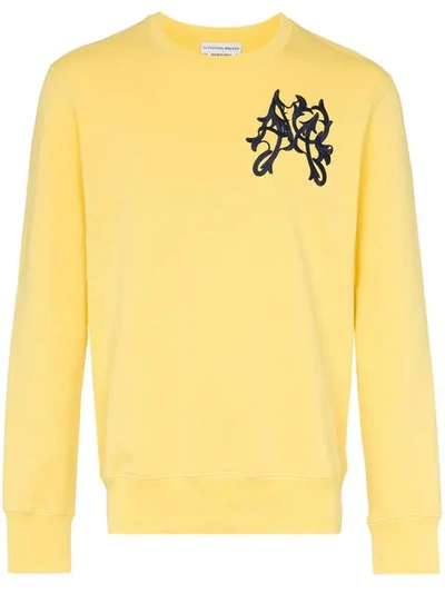 Shop Alexander Mcqueen Embroidered Logo Sweatshirt In Yellow