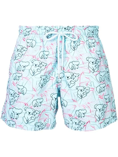 Shop Vilebrequin Koala Pattern Swim Shorts In Blue