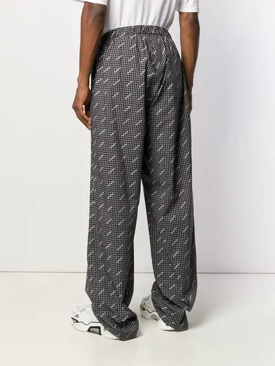 BALENCIAGA WIDE-LEG LOGO PRINT TROUSERS - 黑色