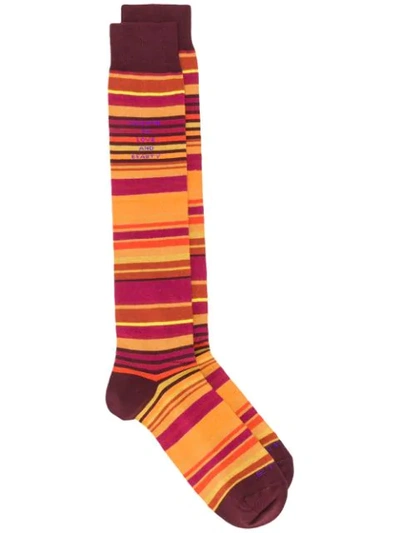 Shop Etro Long Striped Socks In 0600 Multicolor