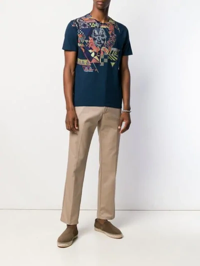 Shop Etro Mask Print T In Blue
