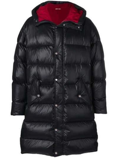 Shop Valentino Zipped Padded Coat In Black