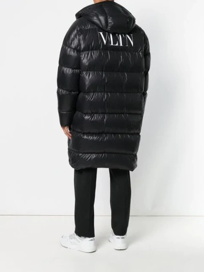 Shop Valentino Zipped Padded Coat In Black