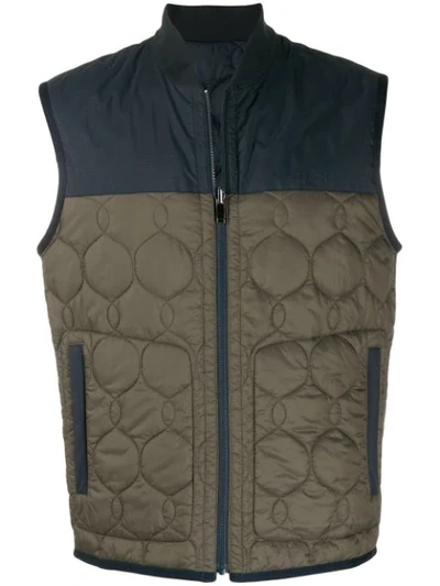 Shop Z Zegna Quilted Panel Gilet In 117 Brown 