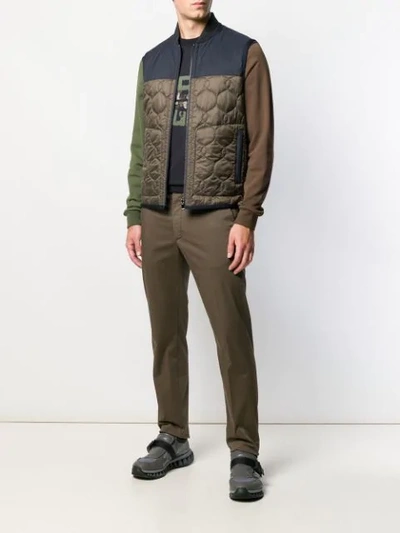 Shop Z Zegna Quilted Panel Gilet In 117 Brown 
