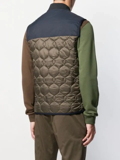 Shop Z Zegna Quilted Panel Gilet In 117 Brown 