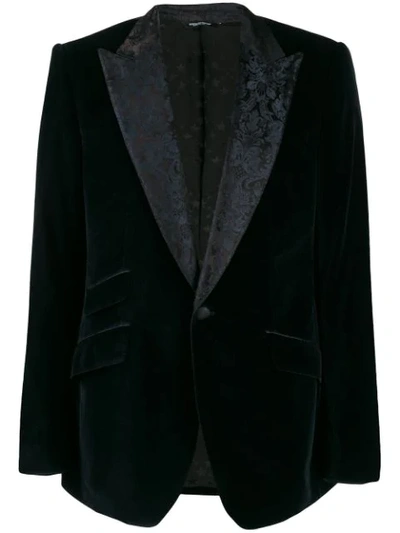 Shop Dolce & Gabbana Blazer With Floral Lining In Blue